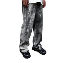 Fashionable painted denim pants for men