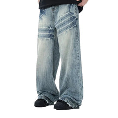 Grunge fashion cargo fit jeans for men