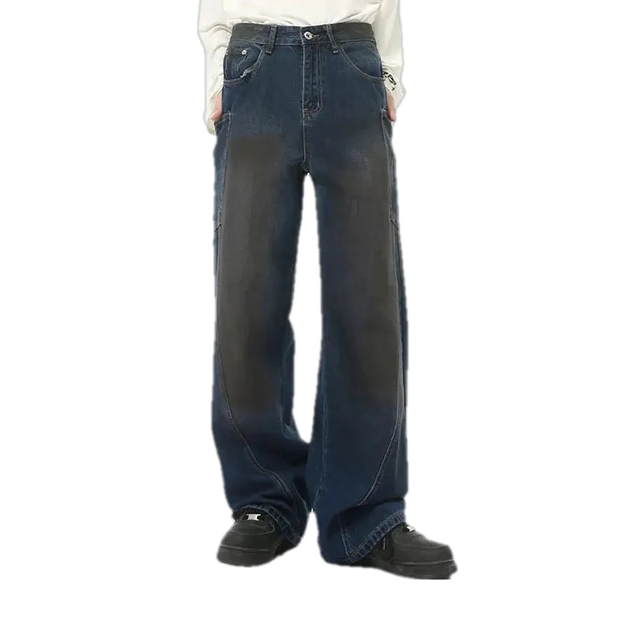 Boho style abraded men's jeans