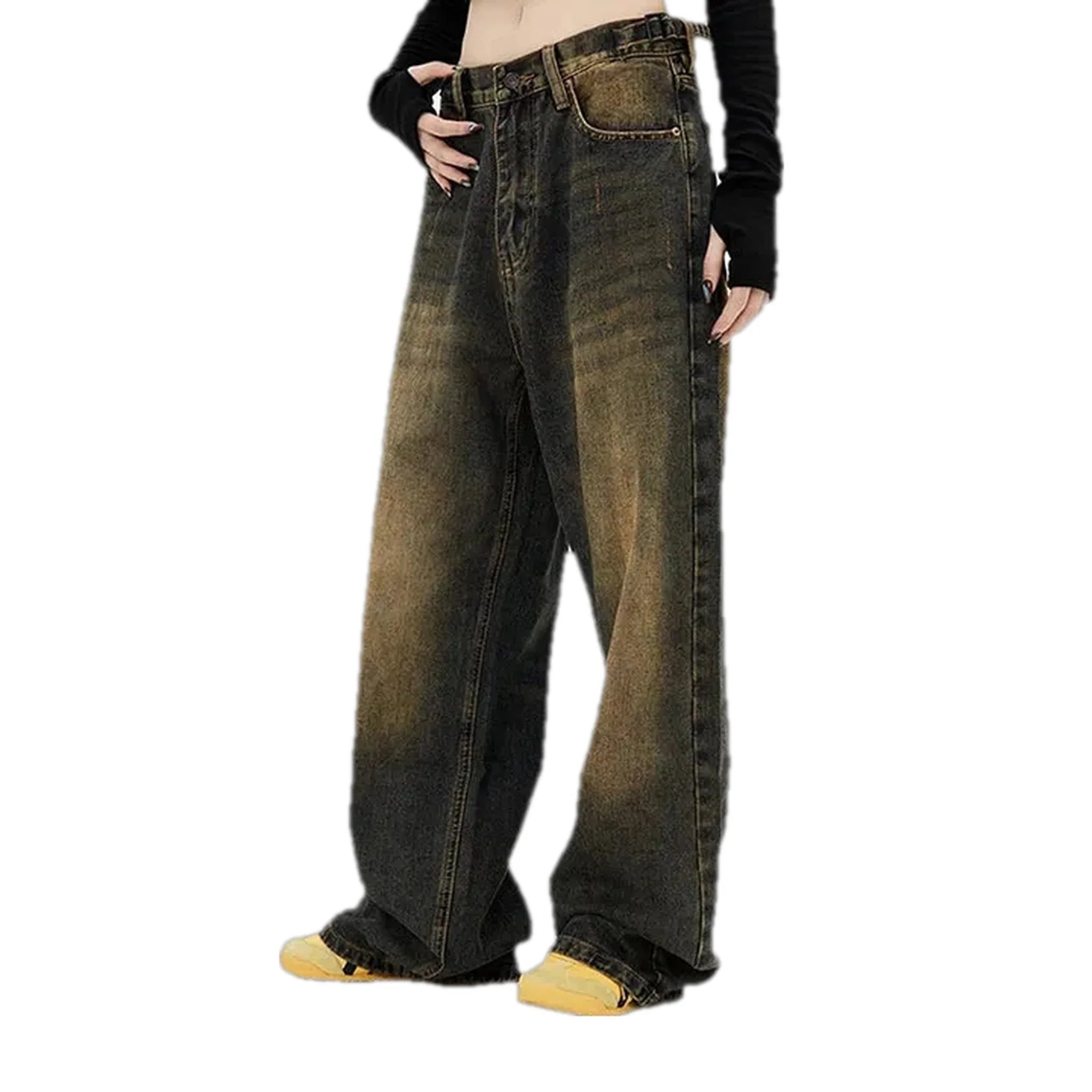 Mid rise stylish baggy jeans for men
