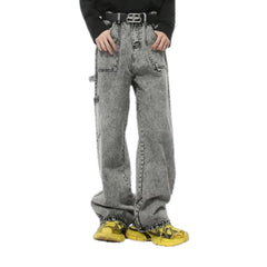 Medium rise slouchy stonewashed men's jeans