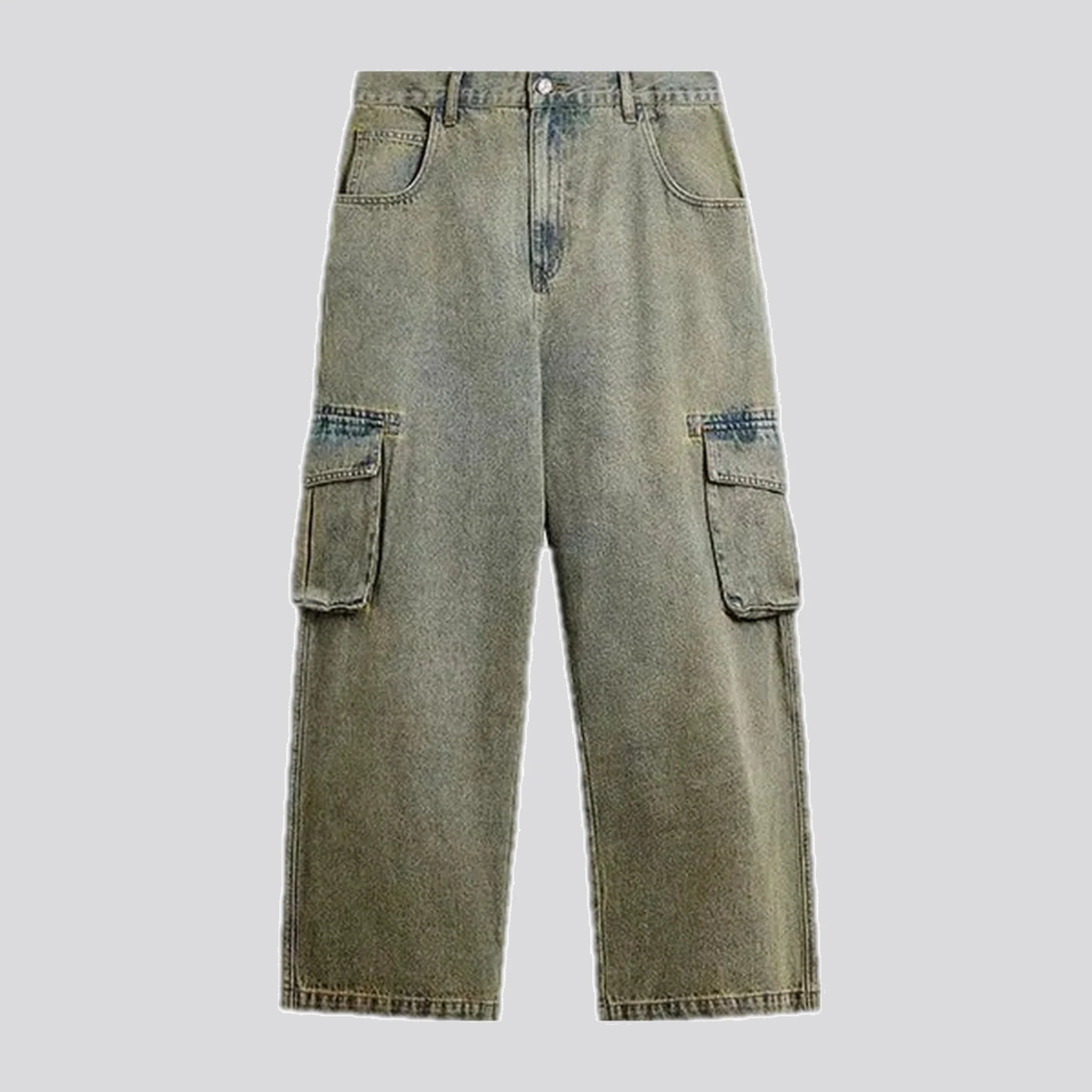 Cargo pockets boho vintage men's jeans