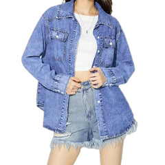 Fashionable oversized acid women's denim jacket