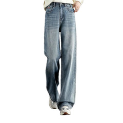 Faded lines casual high waist women's jeans