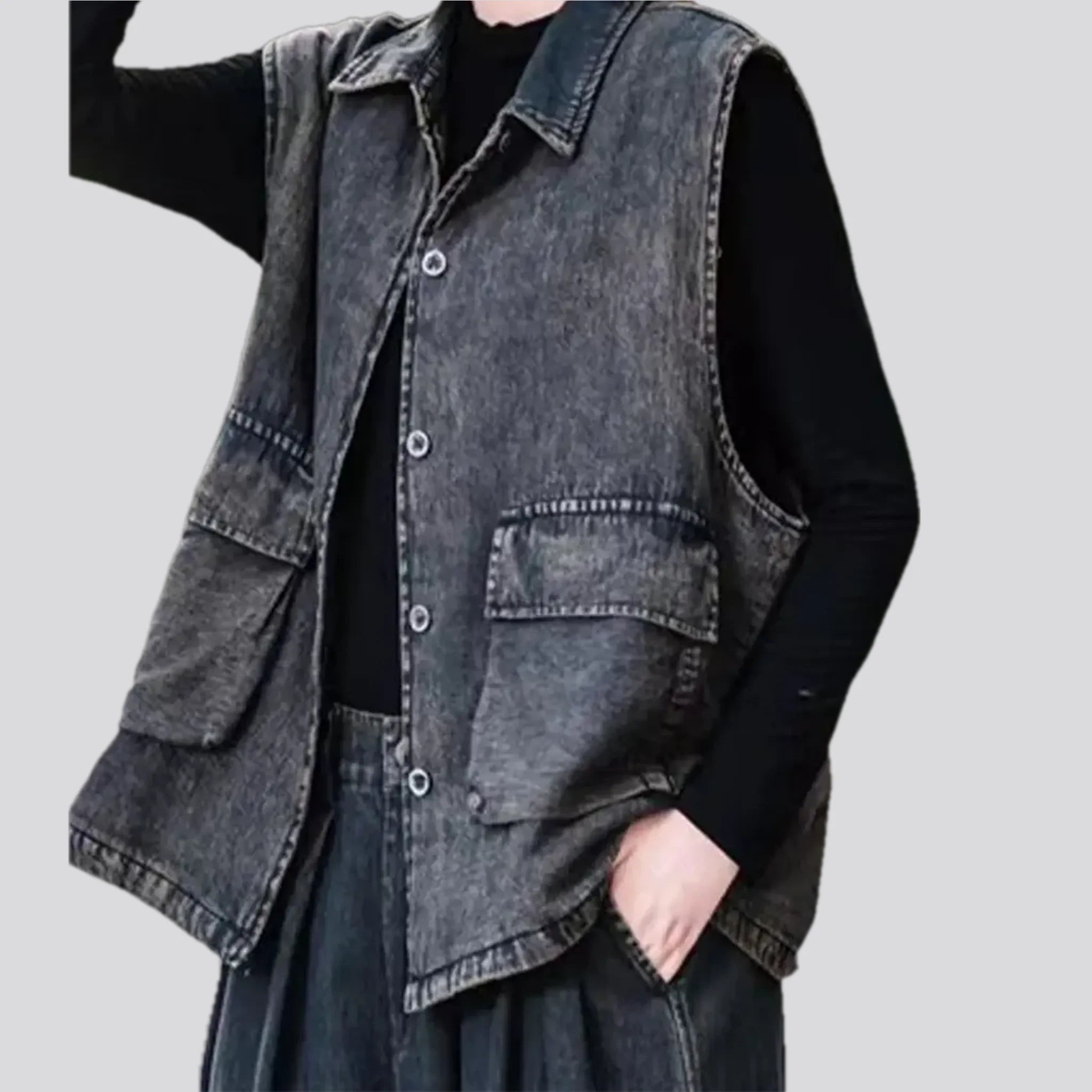 Extra-large fit vintage women's jeans vest