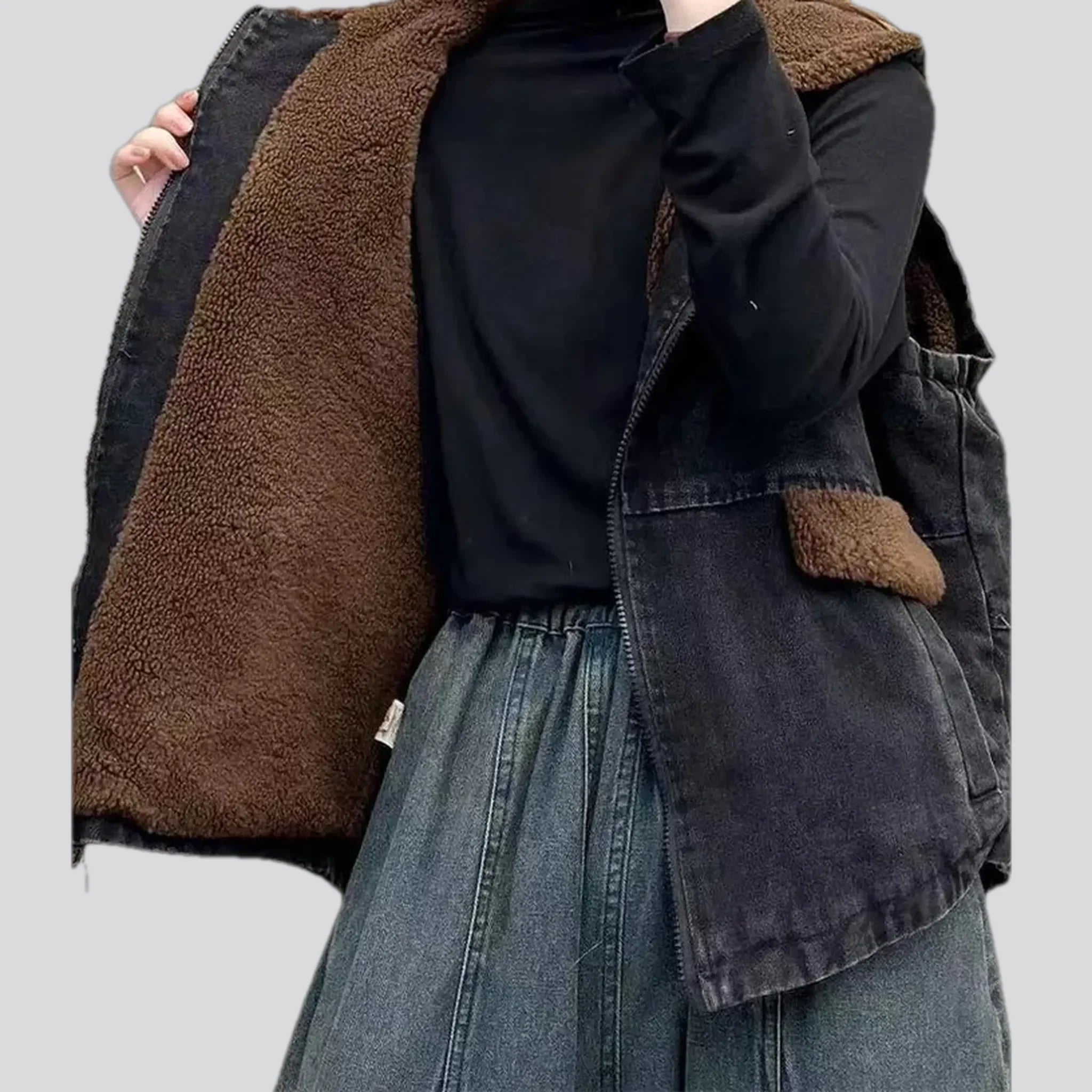 Fashion vintage oversized women's jean jacket
