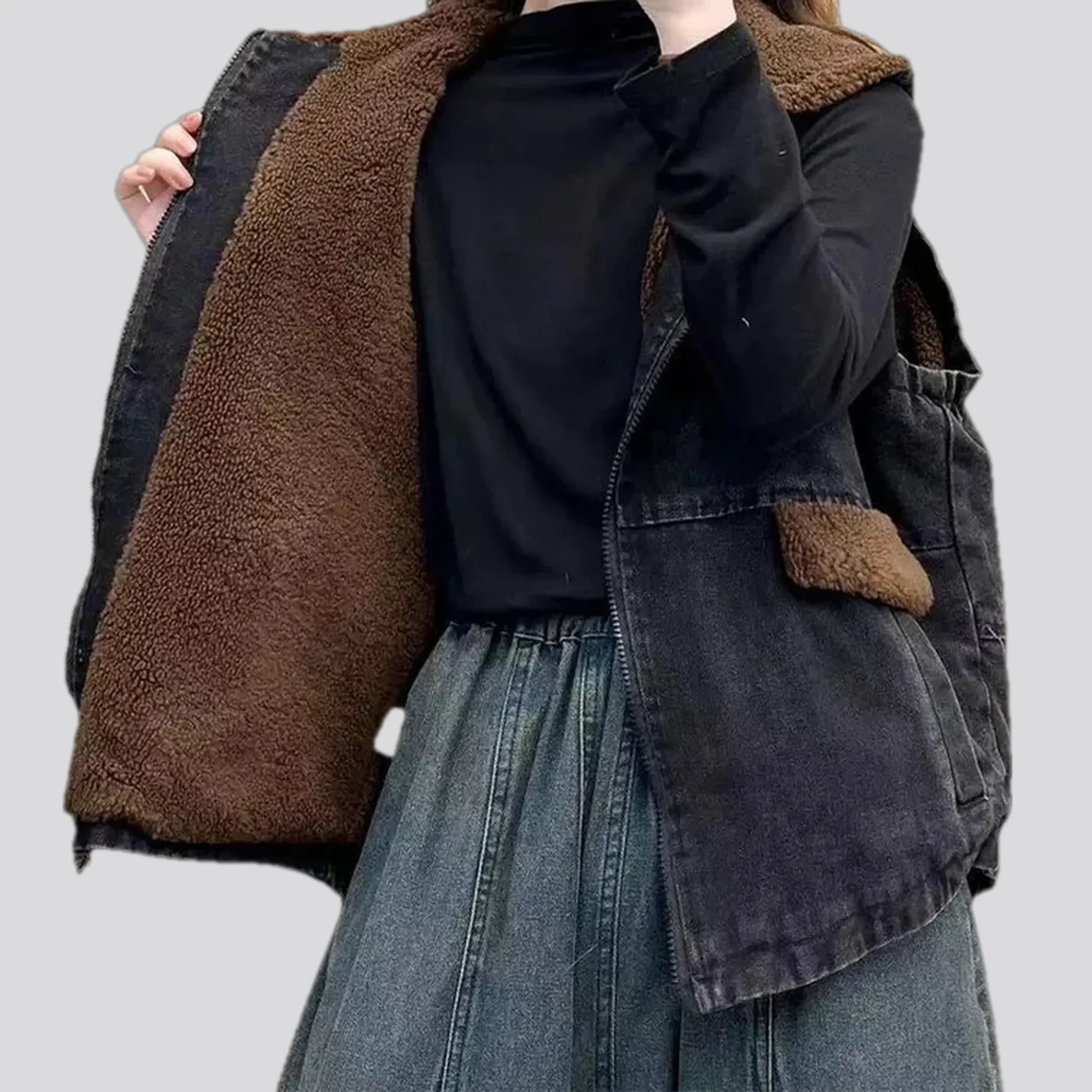 Fashion vintage oversized women's jean jacket