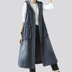 Boho style women's jeans vest