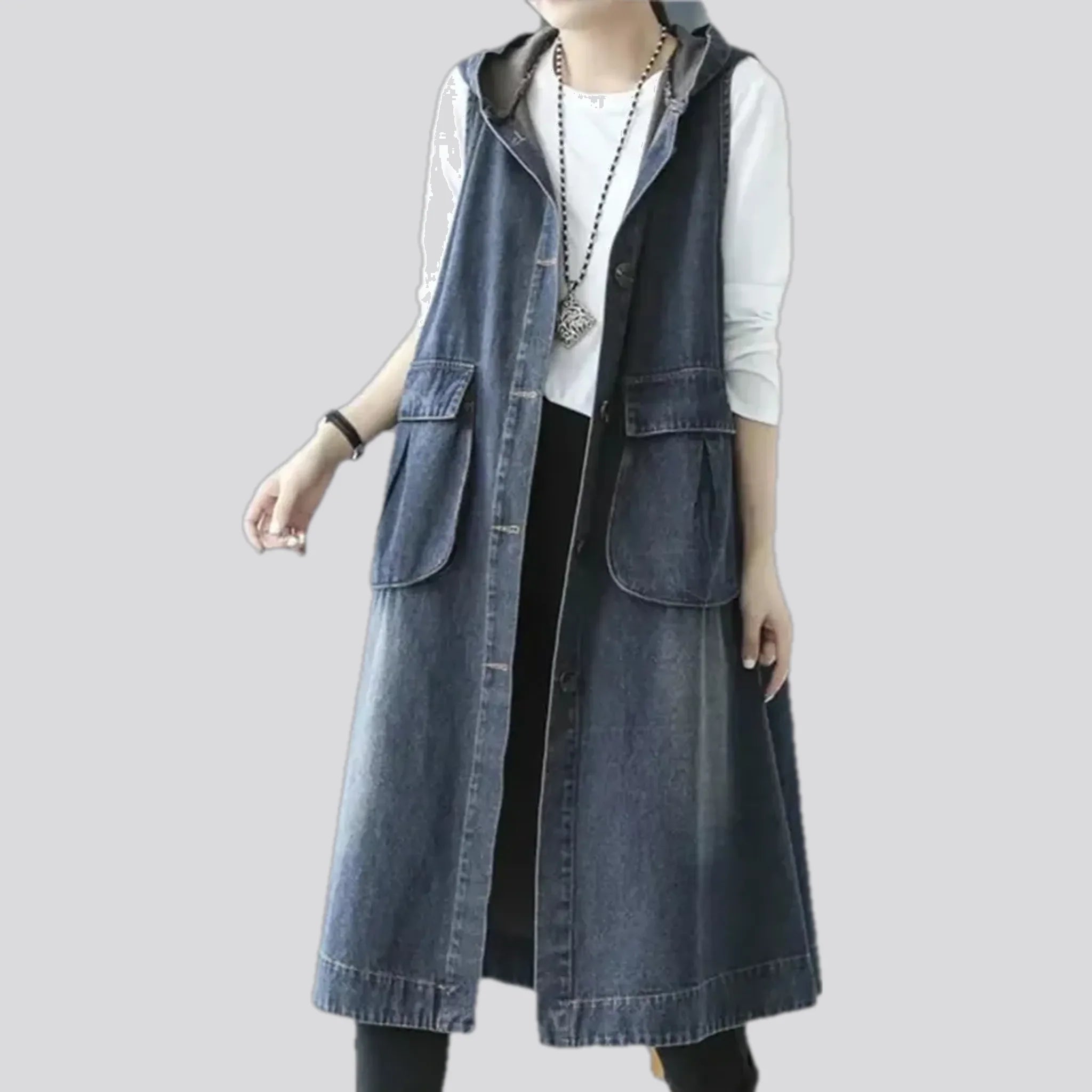 Boho style women's jeans vest