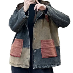 Oversized patchwork casual women's jean jacket