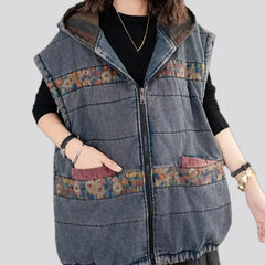 Medium fit vintage patchwork women's denim vest