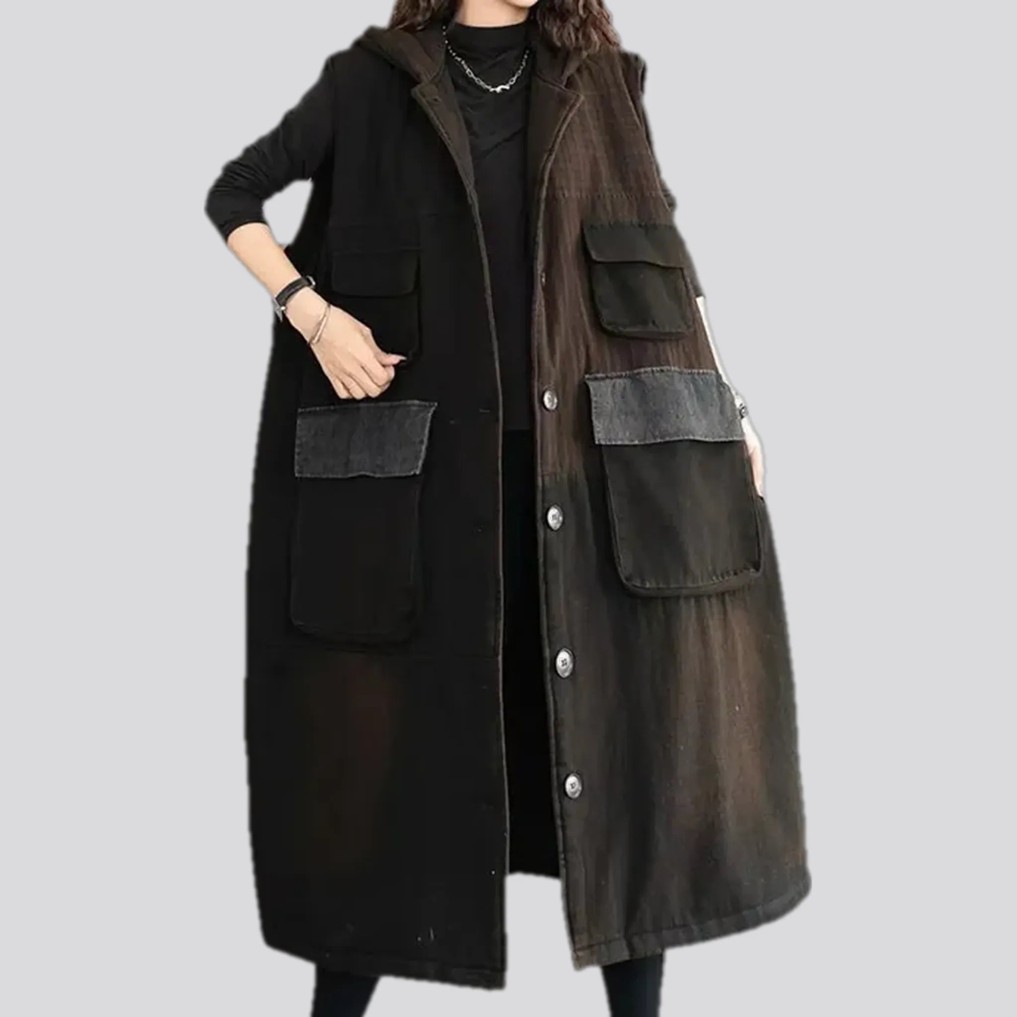 Vintage style denim coat for women