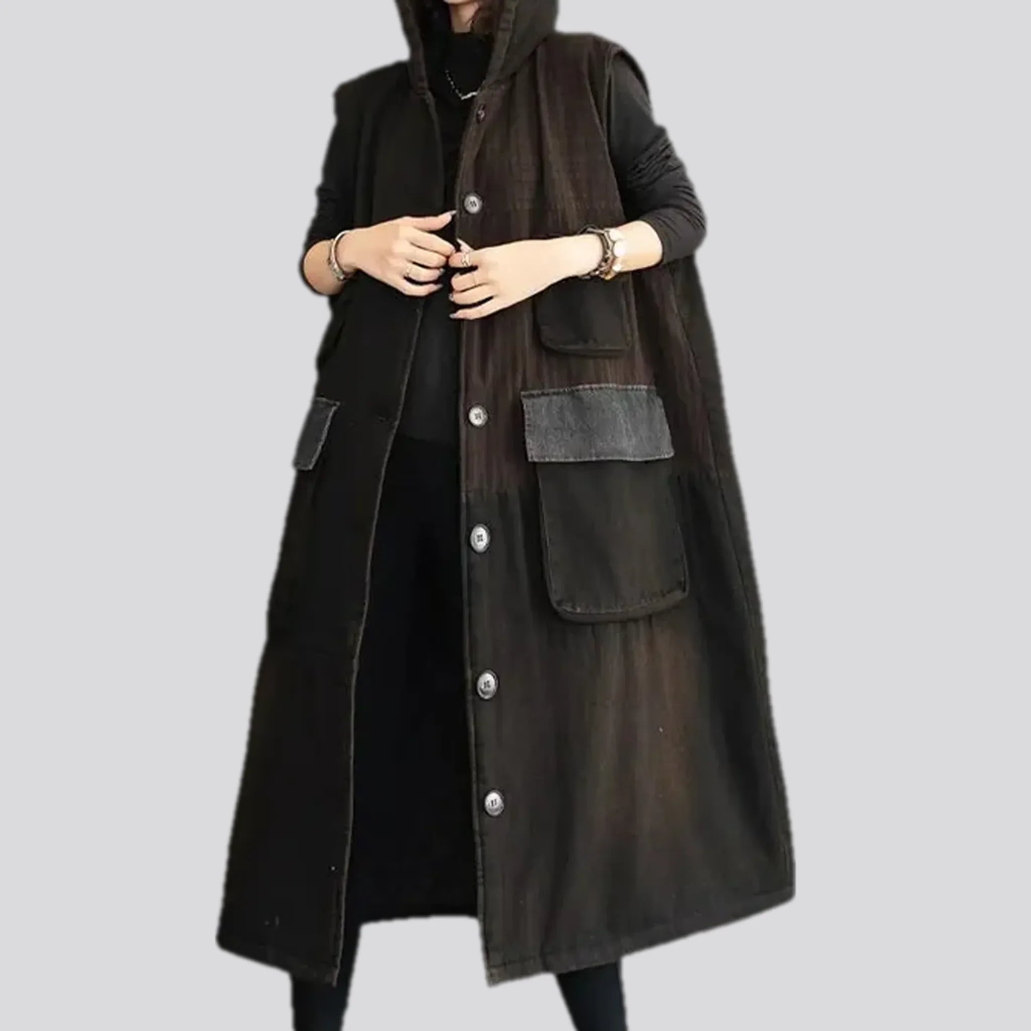 Vintage style denim coat for women