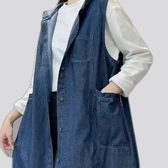 Extra-large stonewashed women's denim vest