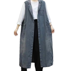 Extra-large stonewashed women's denim vest