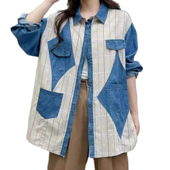 Oversized fashion denim shirt for women