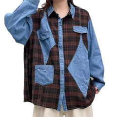 Oversized fashion denim shirt for women