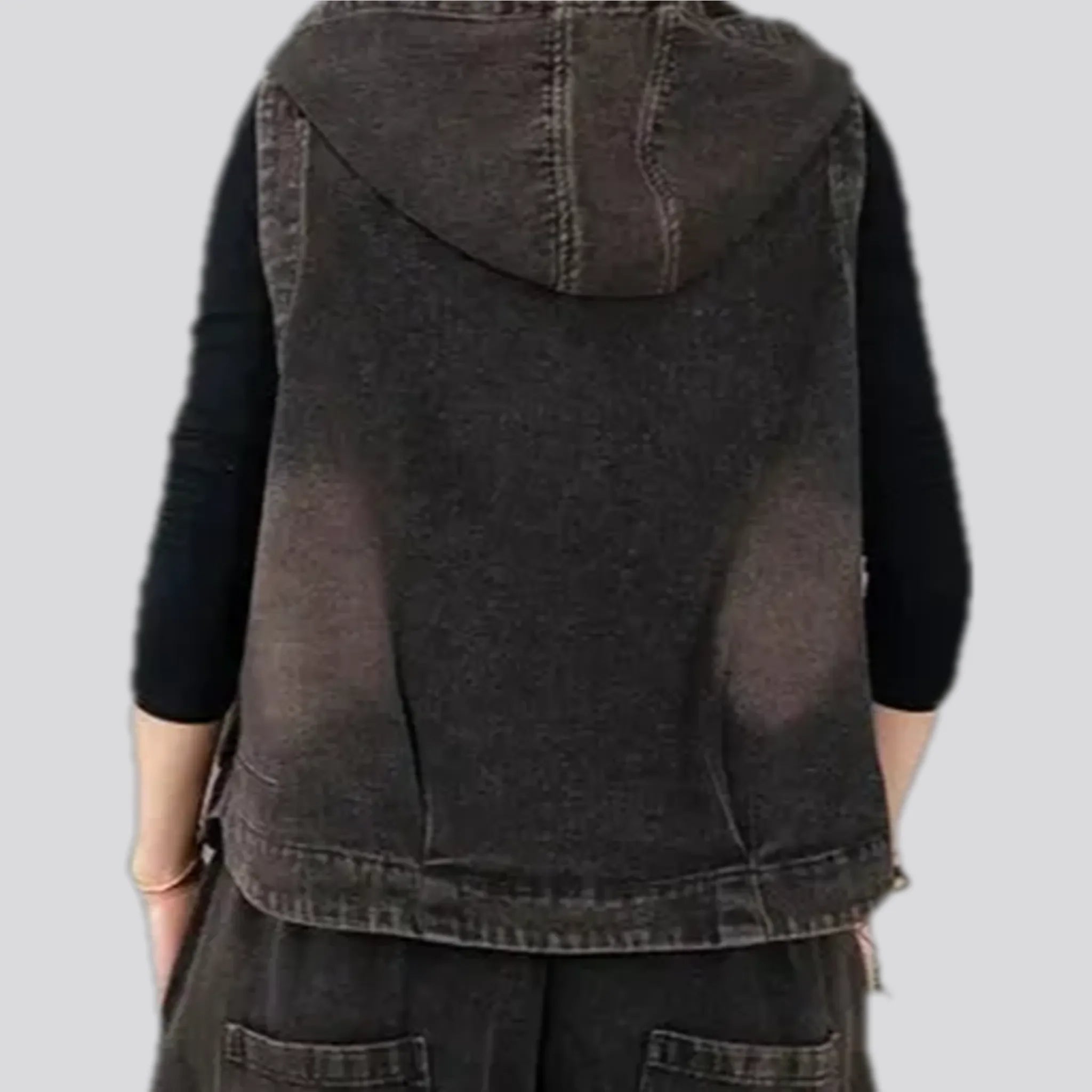 Vintage boho adorned women's jean vest