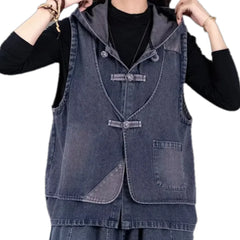 Boho multi-layer fashion jeans vest for women