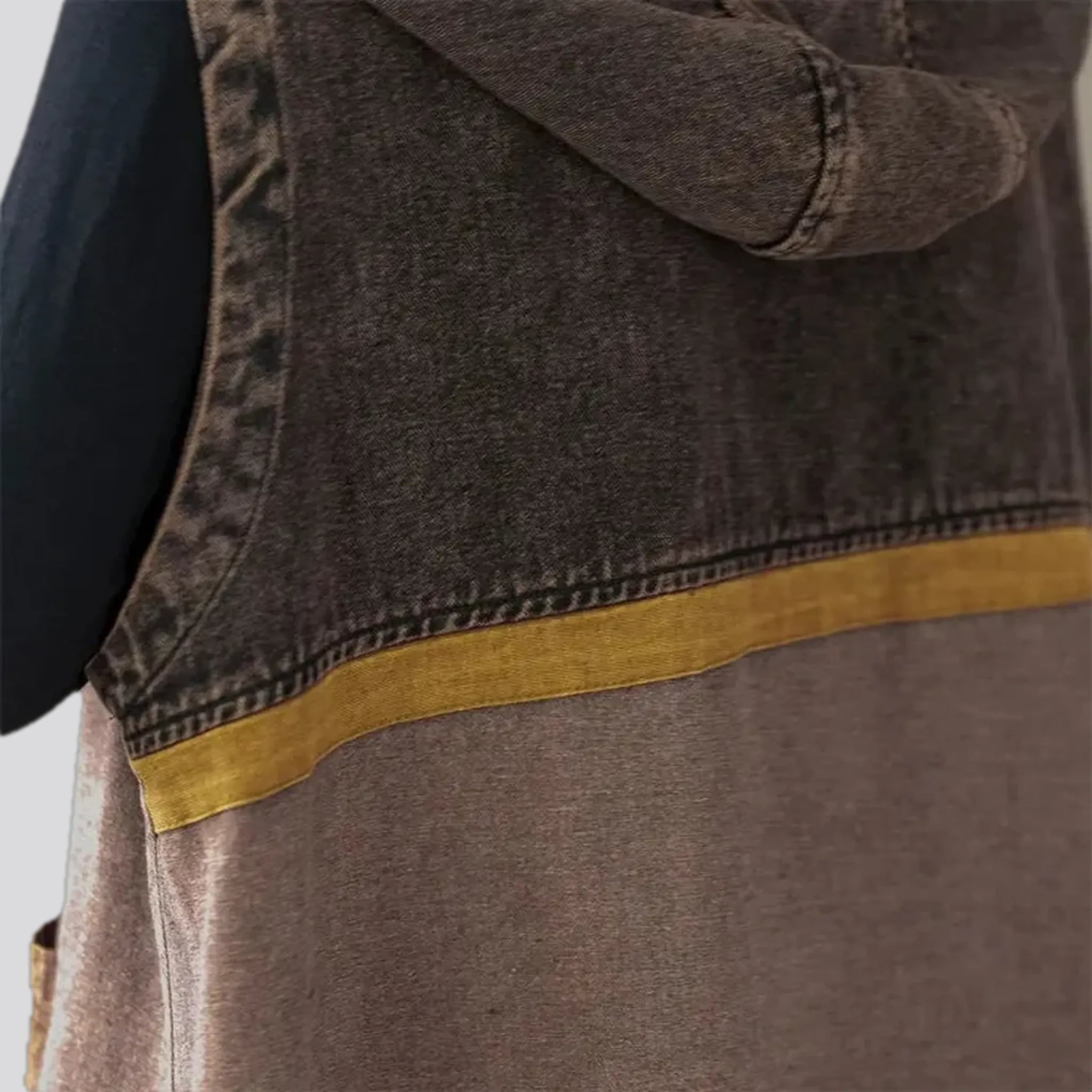 Vintage patchwork denim coat vest for women