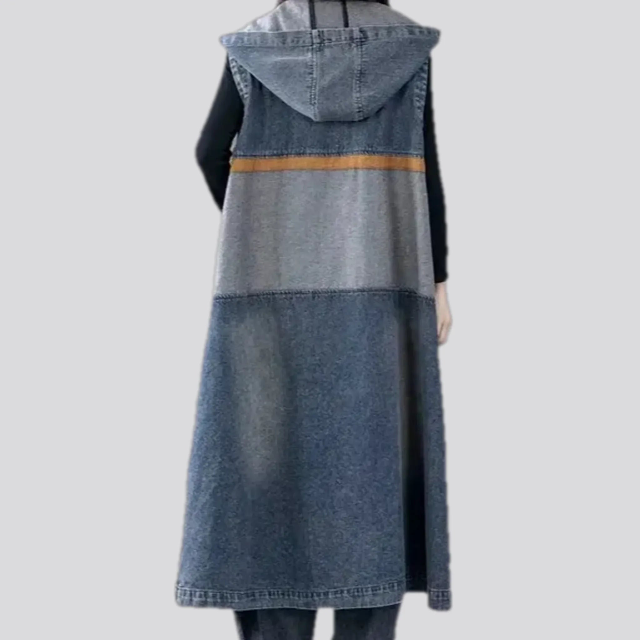 Vintage patchwork denim coat vest for women