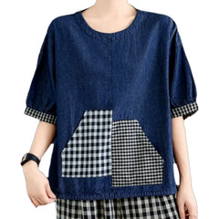 Boho multicolor women's jean shirt