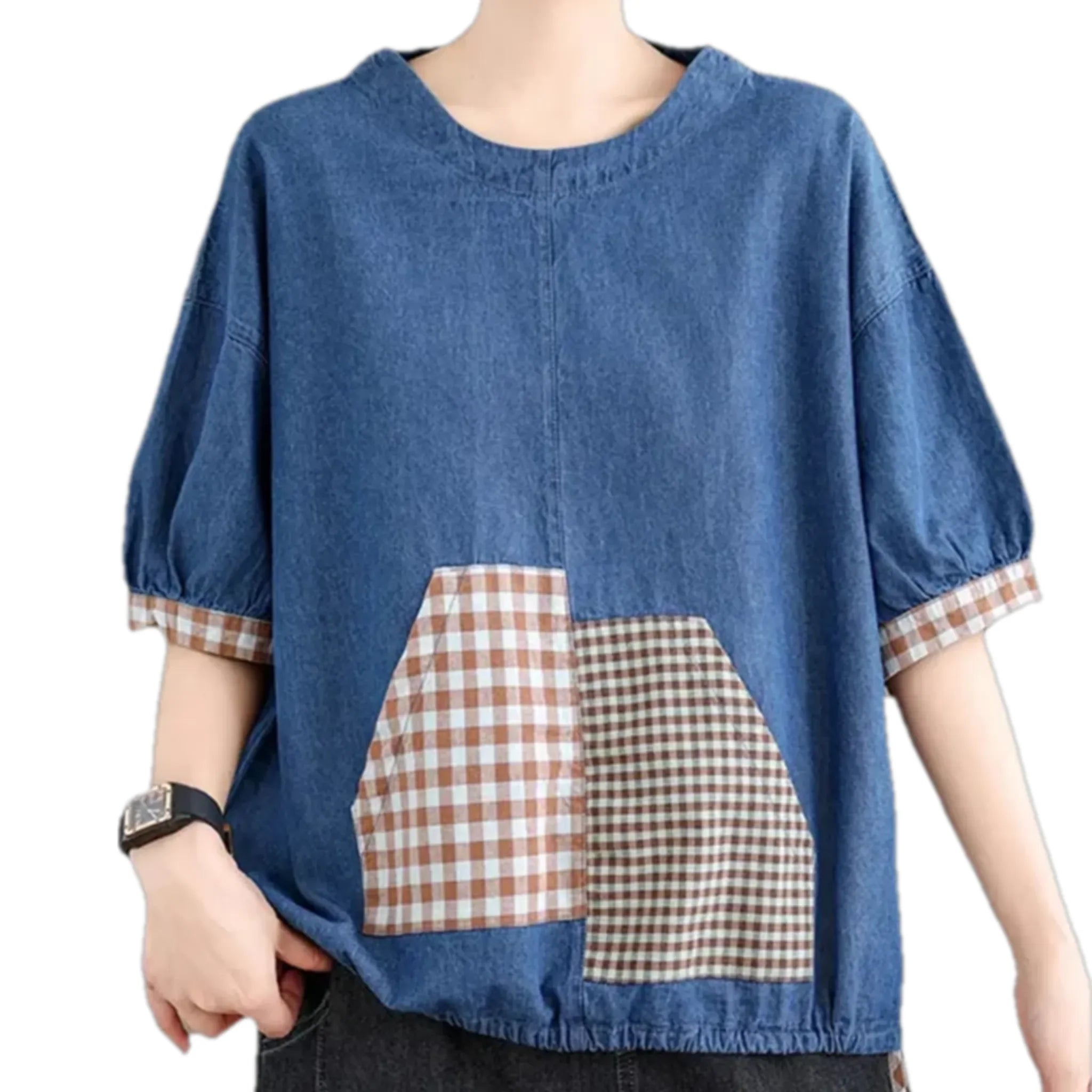 Boho multicolor women's jean shirt