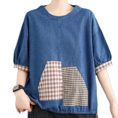 Boho multicolor women's jean shirt