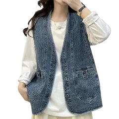Casual oversized women's jean vest