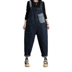 Dark pattern women's denim dungaree