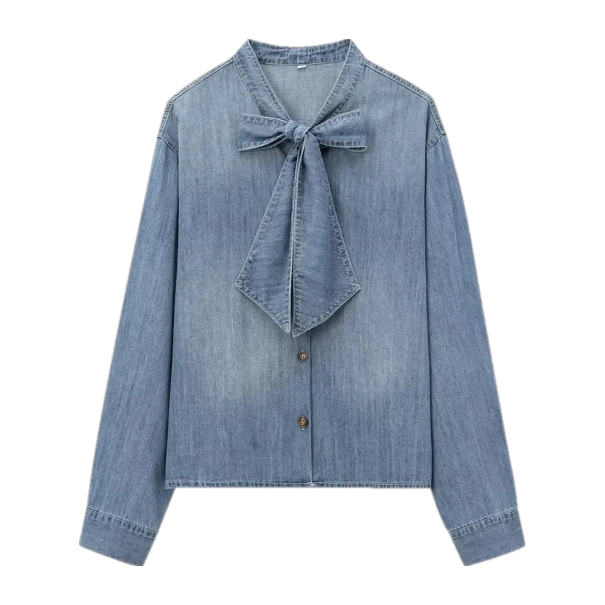 Washed out linen casual women's jean shirt