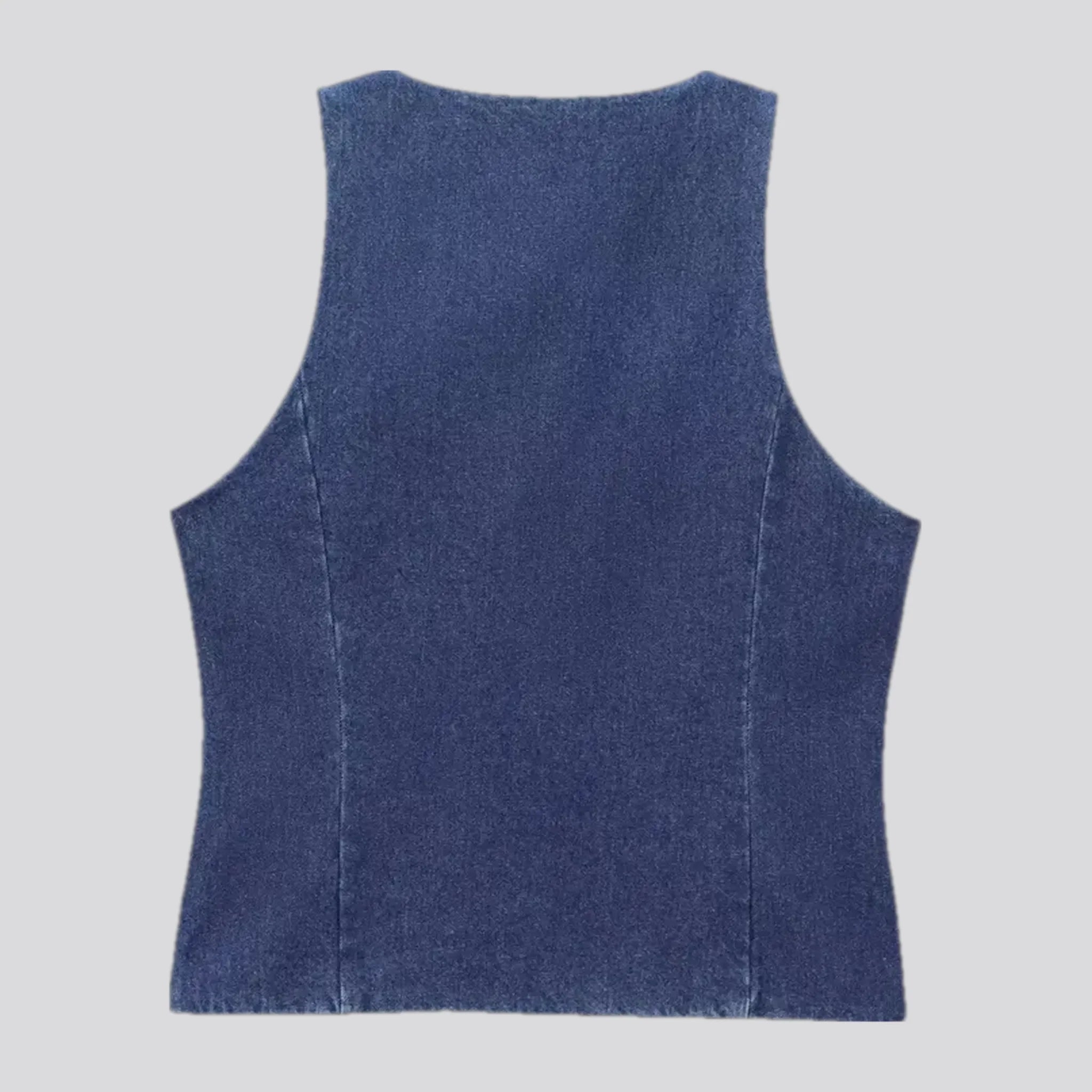 Trendy crop women's denim vest