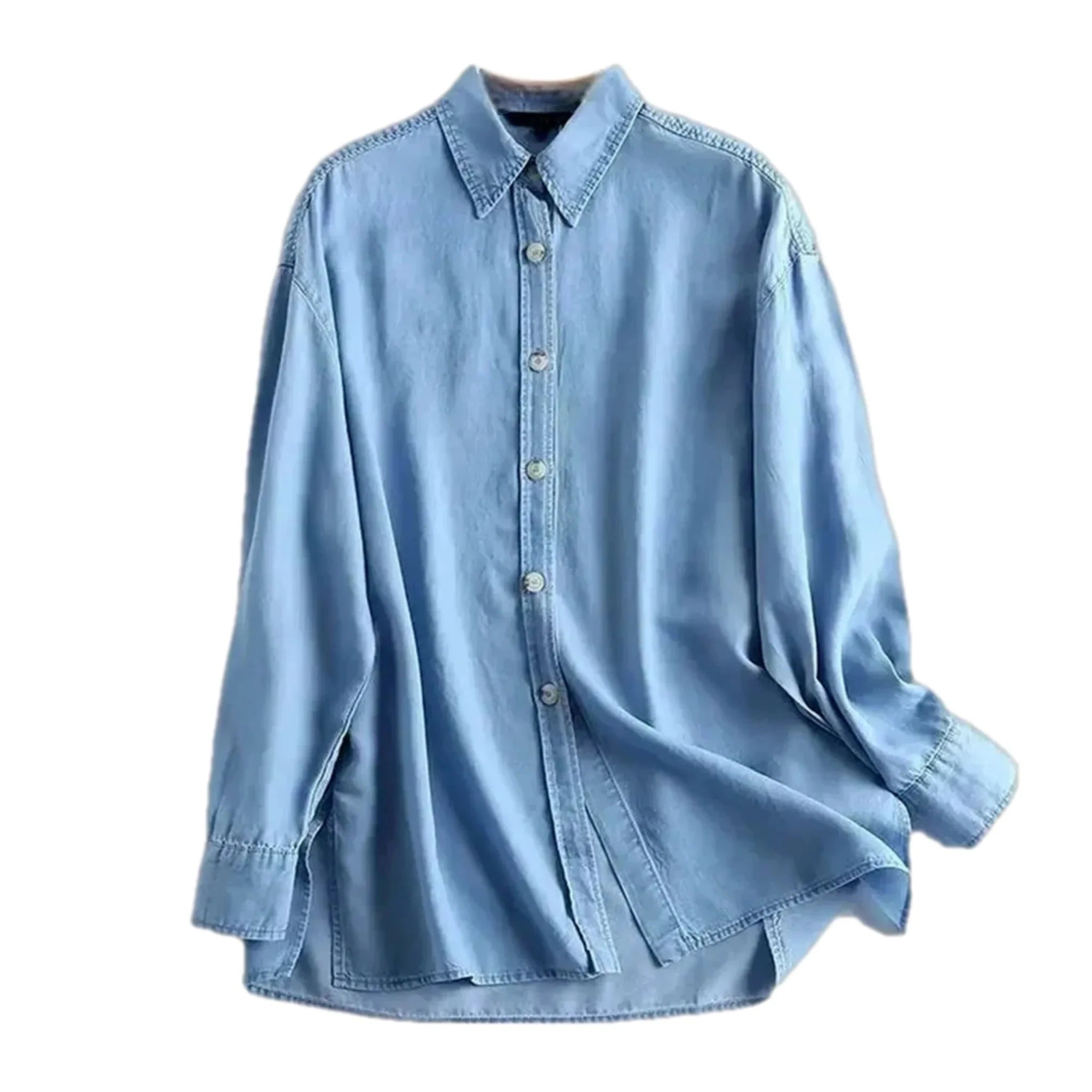 Extra-large light casual denim shirt for women
