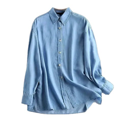 Extra-large light casual denim shirt for women