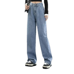 Fashion striped high waist women's jeans