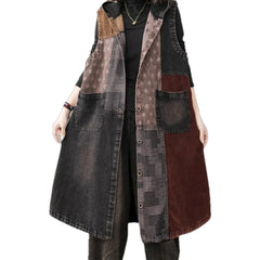 Extra-large longline denim vest for women