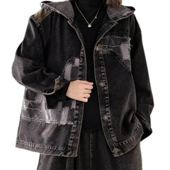 Fashionable medium fit boho women's jeans jacket