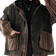 Extra-large vintage boho denim jacket for ladies