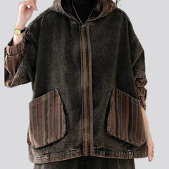 Extra-large vintage boho denim jacket for ladies
