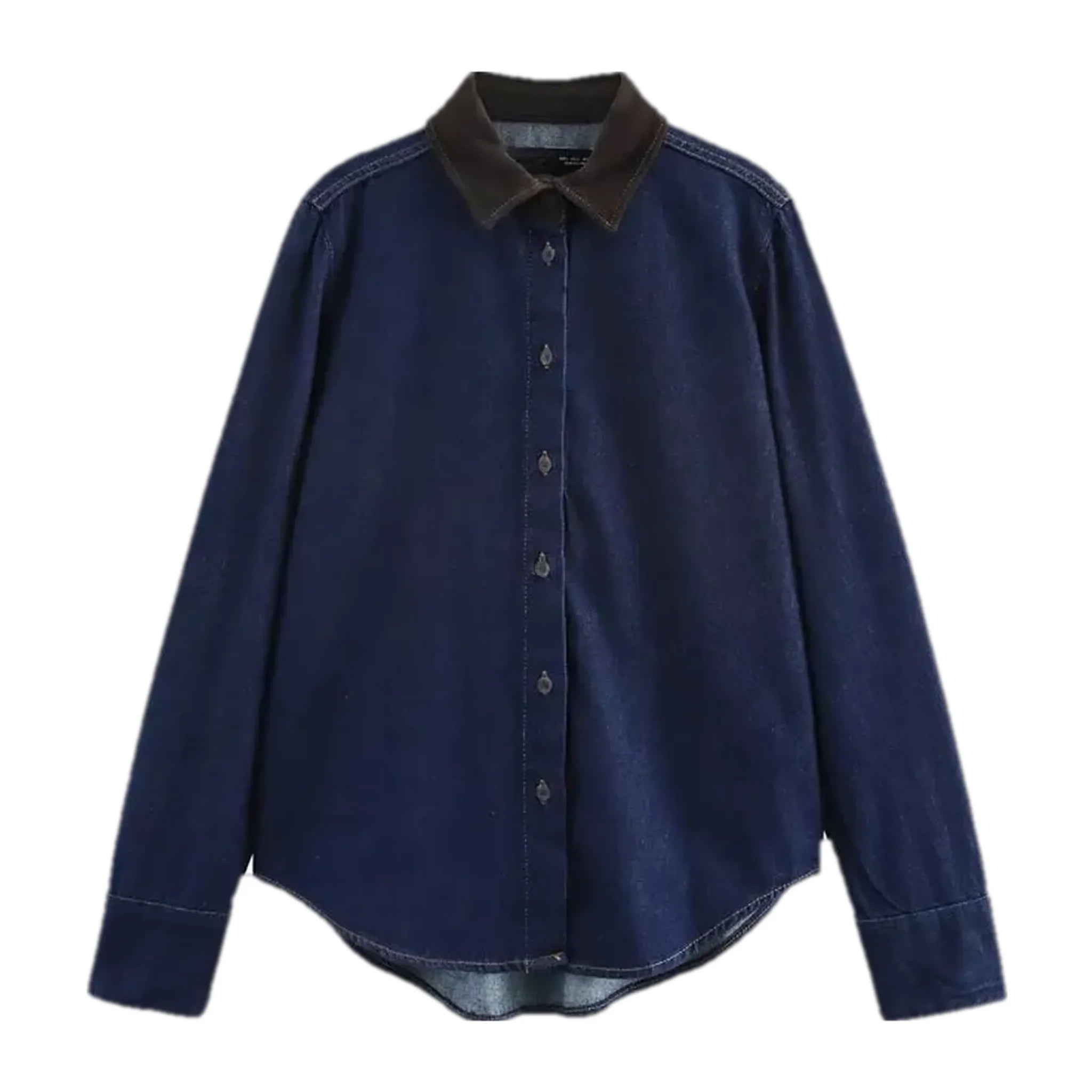 Trendy dark fashion denim shirt for ladies