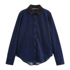 Trendy dark fashion denim shirt for ladies