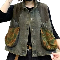 Trendy oversized jeans vest for women