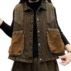 Trendy oversized jeans vest for women