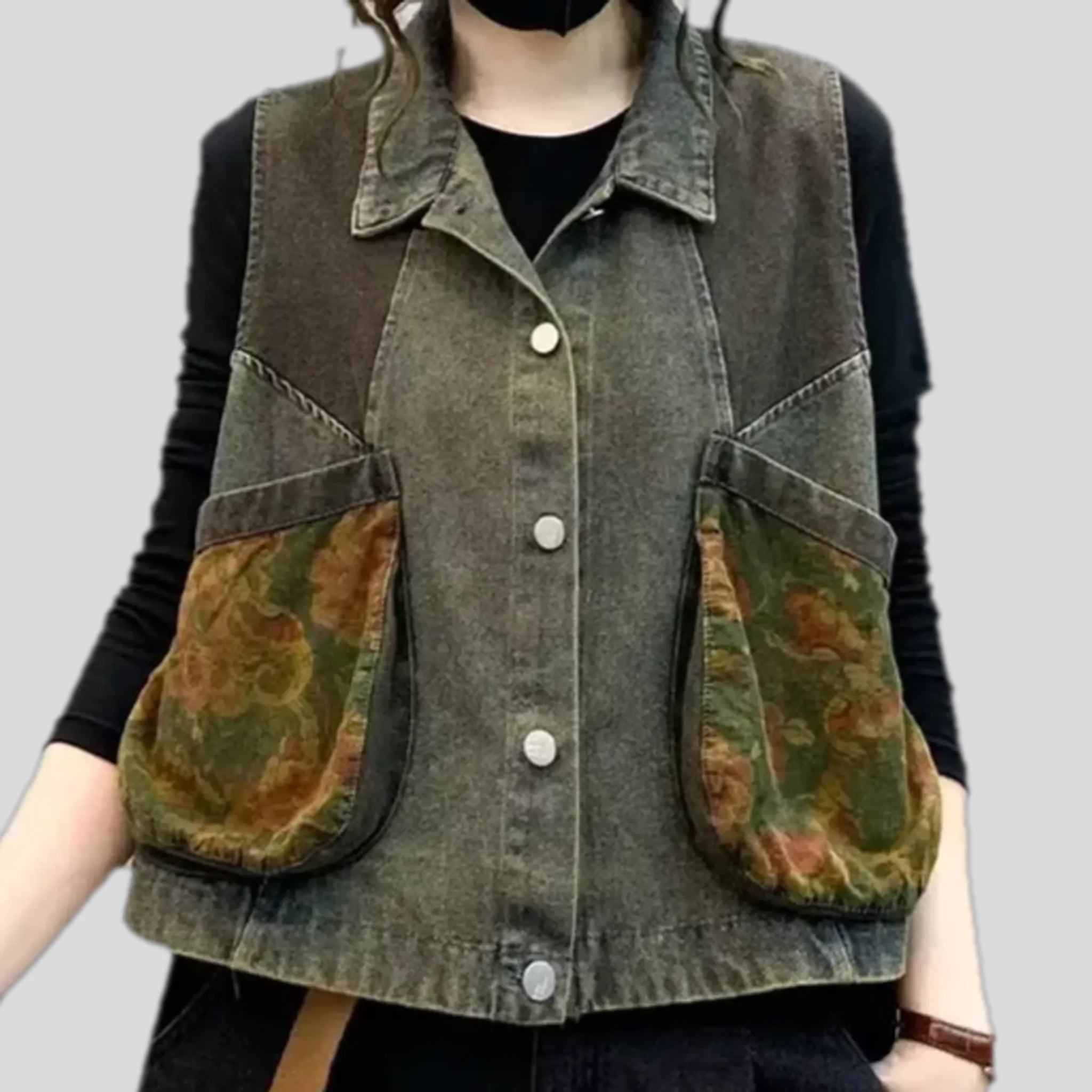 Trendy oversized jeans vest for women