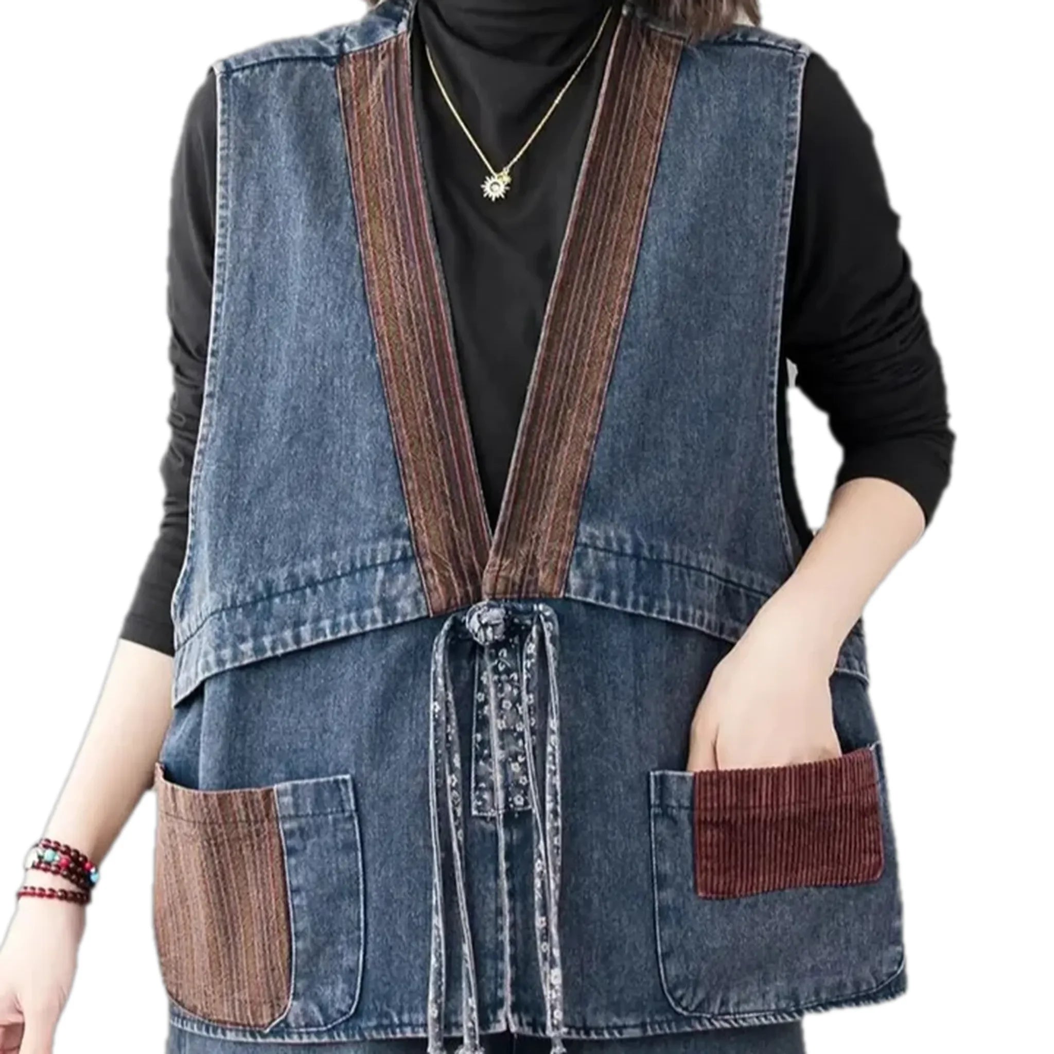 Oversized women's jean vest