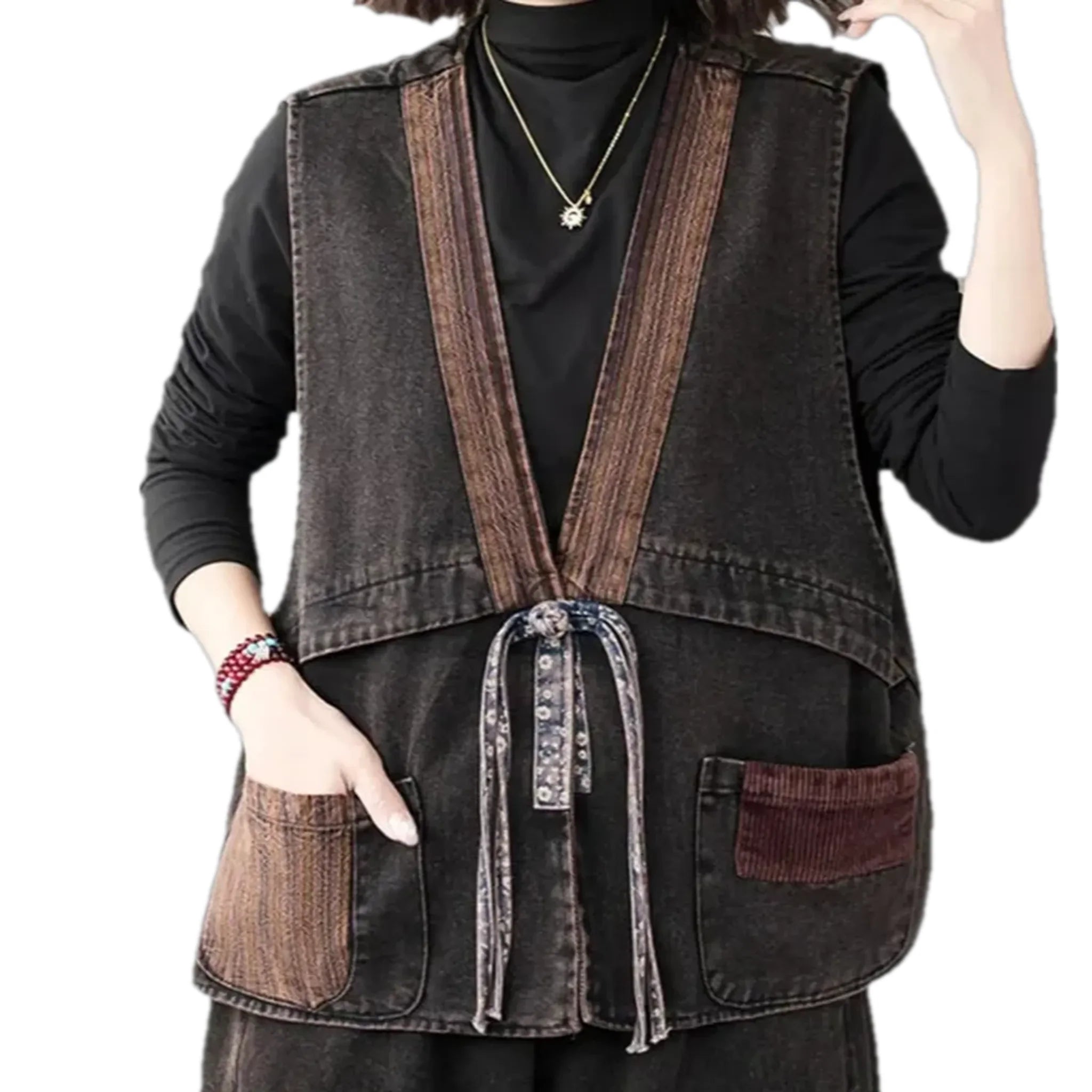 Oversized women's jean vest