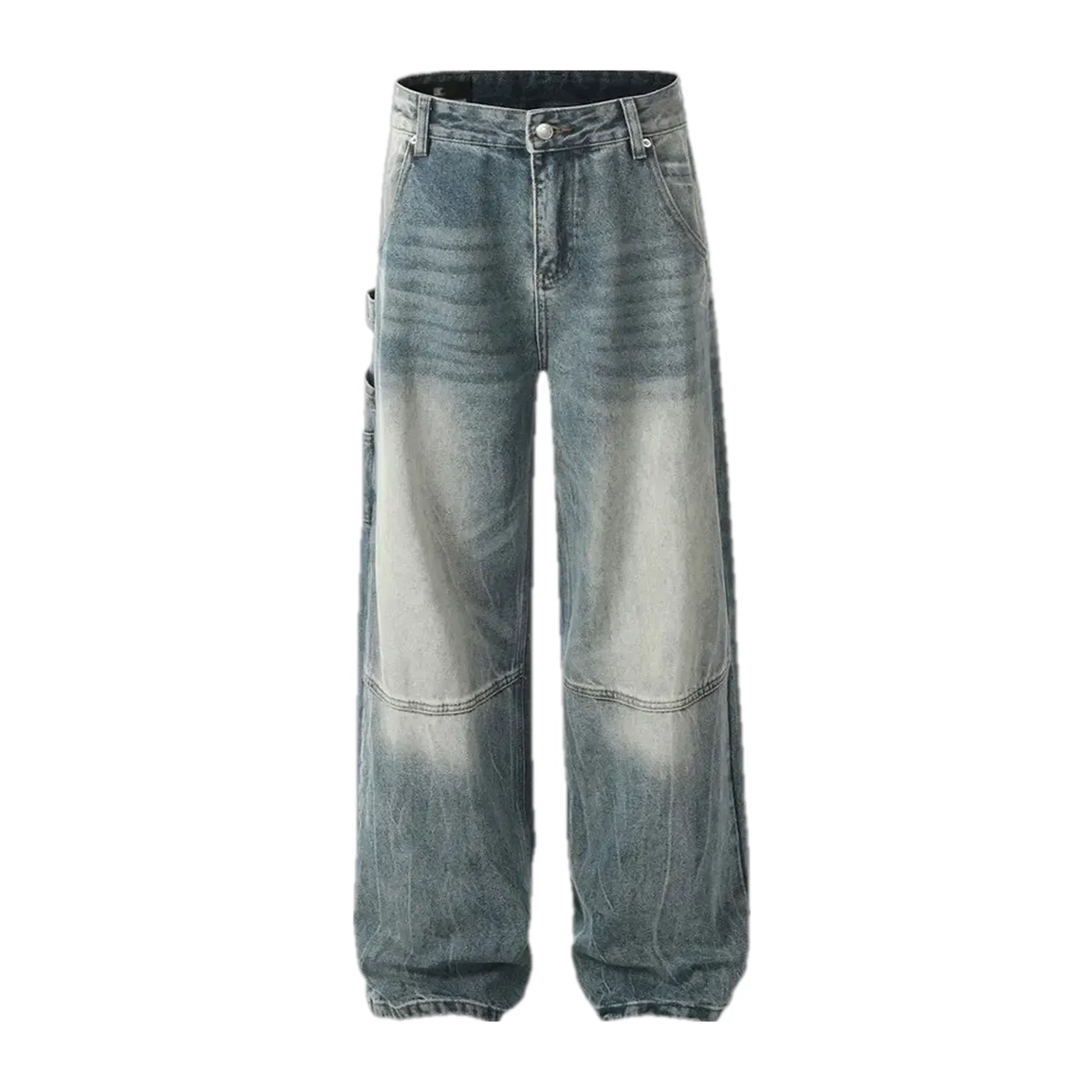 Sanded stonewashed baggy men's jeans