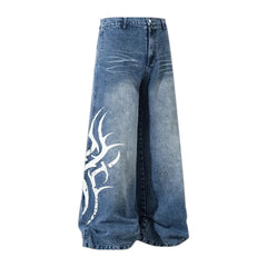 Whiskered boho baggy men's jeans