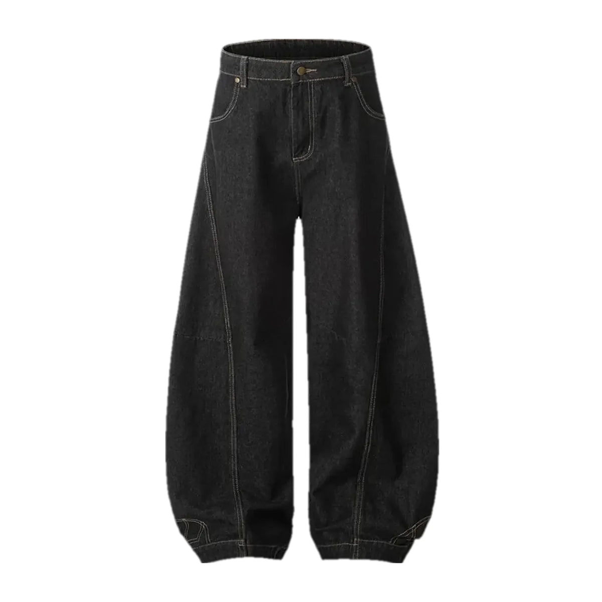 Medium rise barrel shape baggy-fit men's jeans