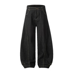 Medium rise barrel shape baggy-fit men's jeans